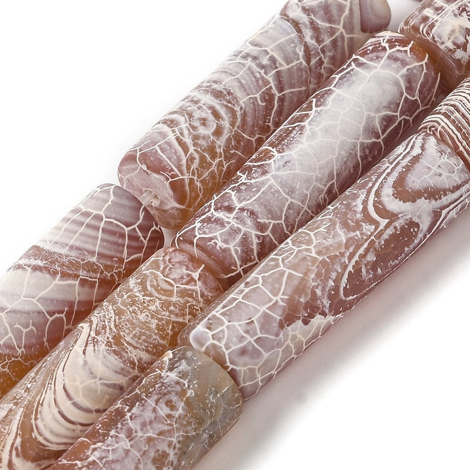 Frosted Tanned Agate Tube Strand