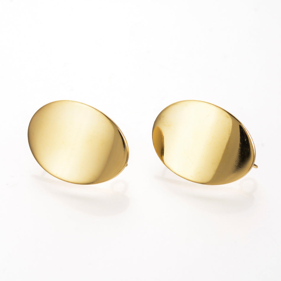 Gold Filled Oval Stud Earring, 1 Pair