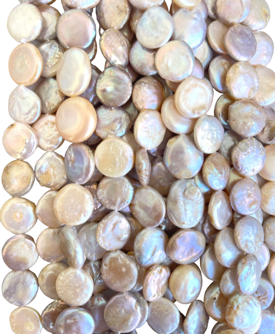 Freshwater Coin Pearl Strand, 14-16mm