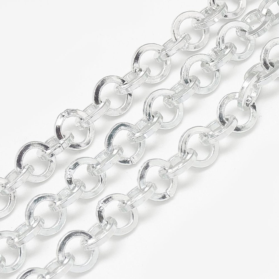 Aluminum Rolo Silver Chain 8mm, 1 Yard