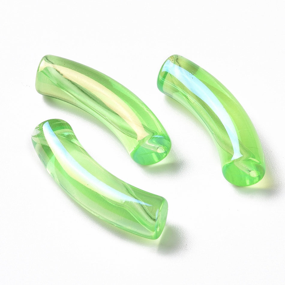 Acrylic Curved Tube Bead, 10pcs