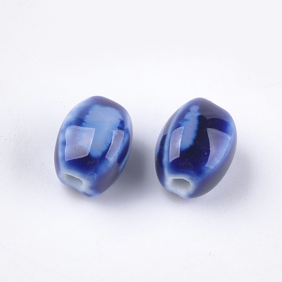 Oval Ceramic Beads 12mm, 10pcs