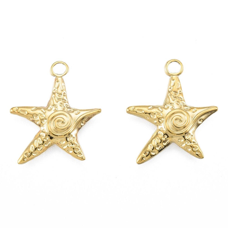 Stainless Steel Star Pendant 23mm, 2pcs