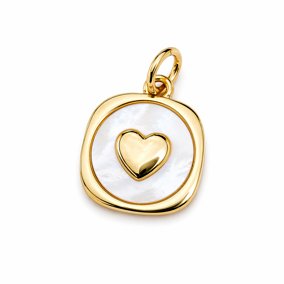 Gold-Filled Heart with Mother of Pearl Pendant 12mm, 1pc
