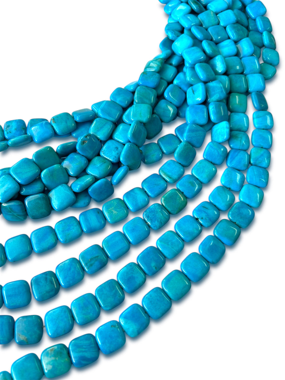 Turquoise Square Gemstone Bead Strand, 14mm