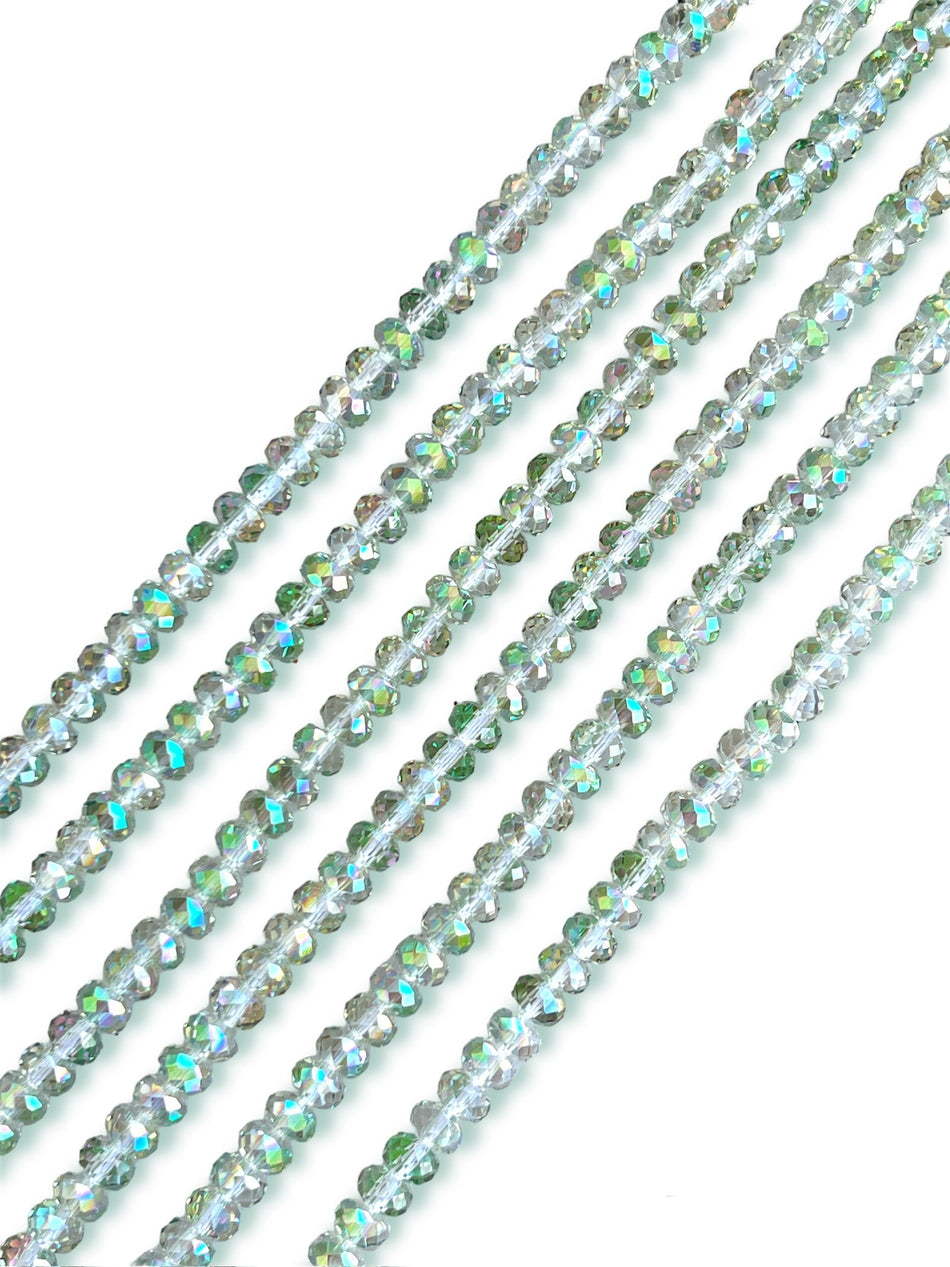 Faceted Rondelle Tornasol Crystal Strand, 6mm