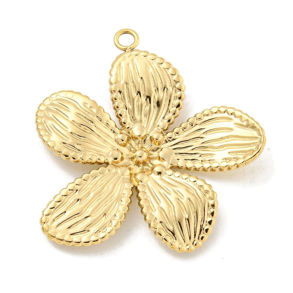 Stainless Steel Flower Pendant 26mm, 1pc