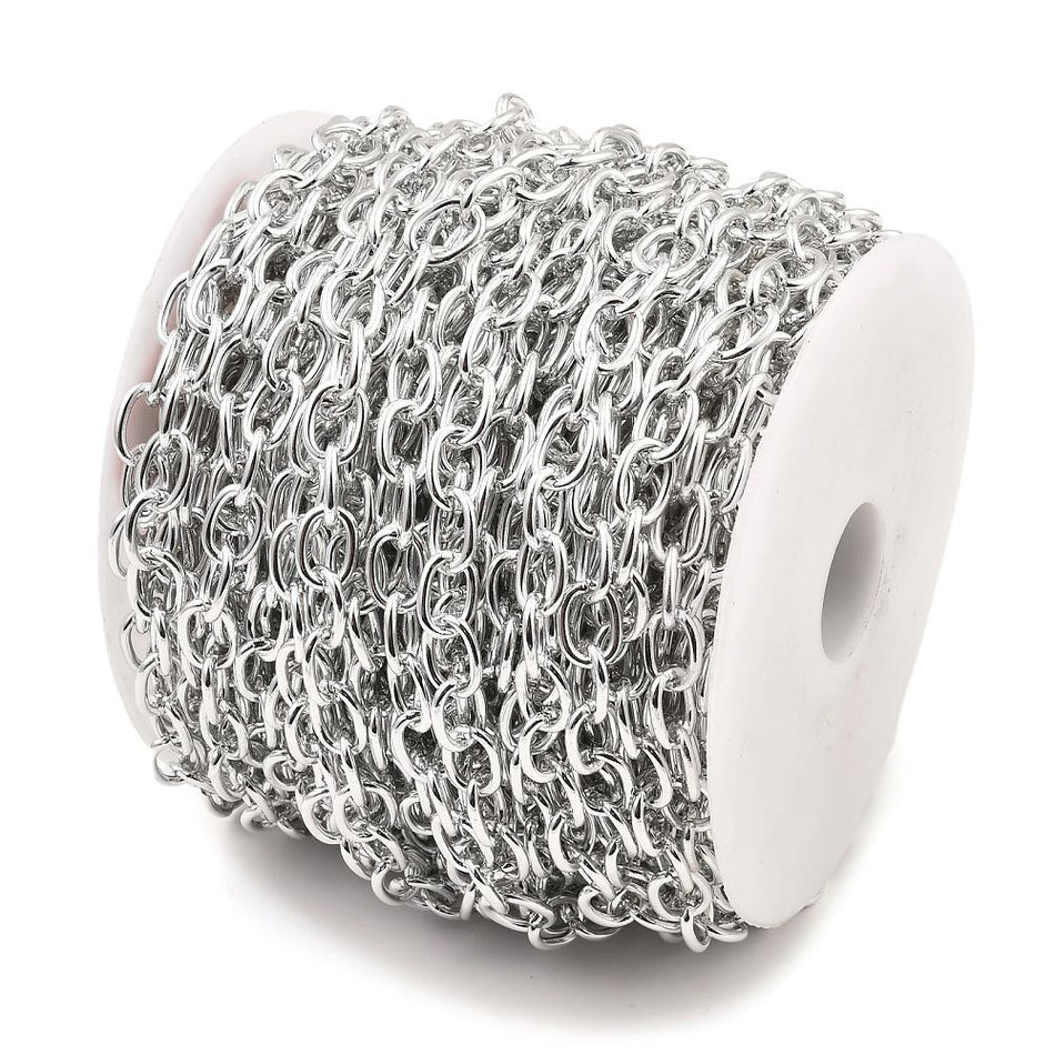 Silver Aluminum Chain Roll 11mm, 25 Yards