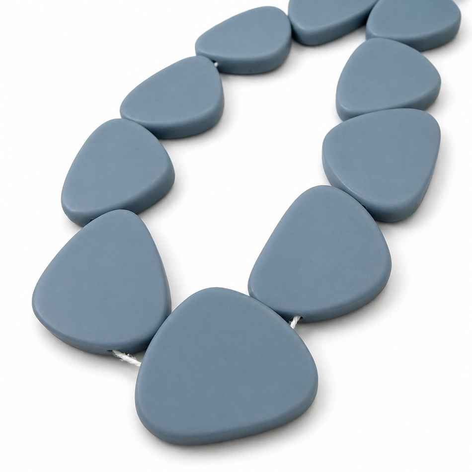 Resin Bead Flat Rounded Triangle Shape 40mm Strand
