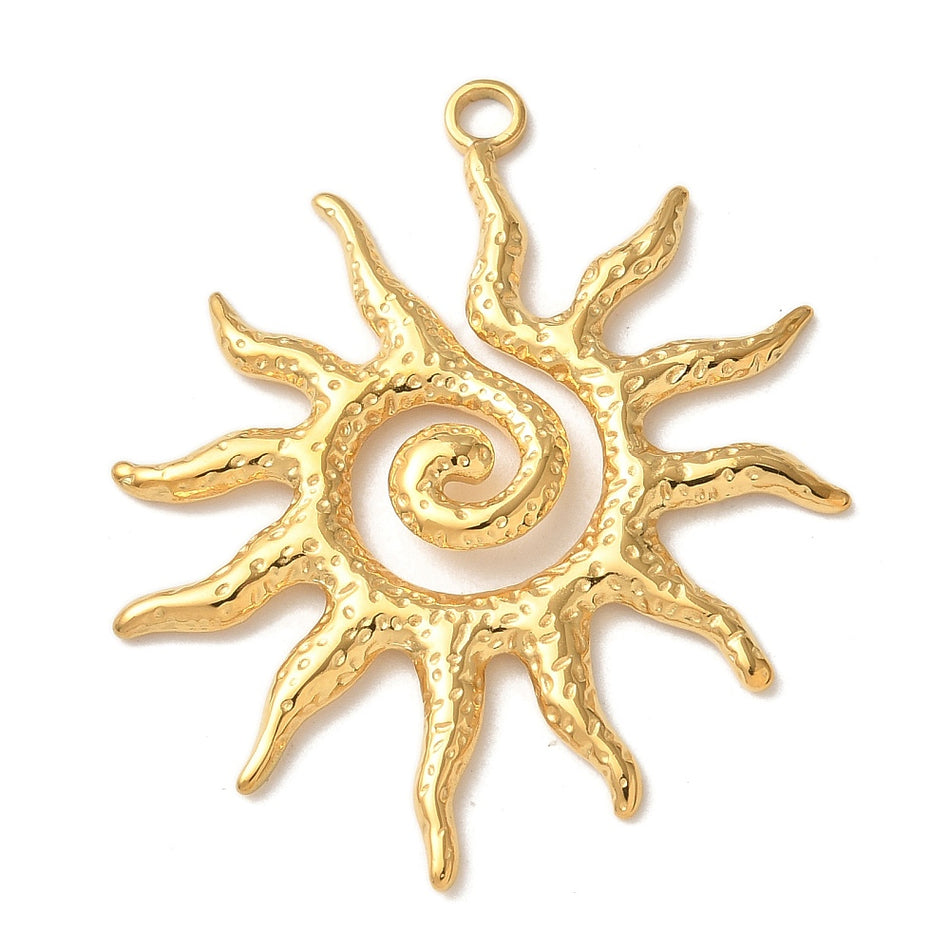 Stainless Steel Sun Pendant 39mm, 1pc