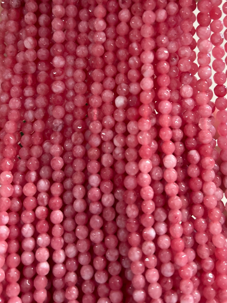 Faceted Round Bead Jade Strand, 4mm