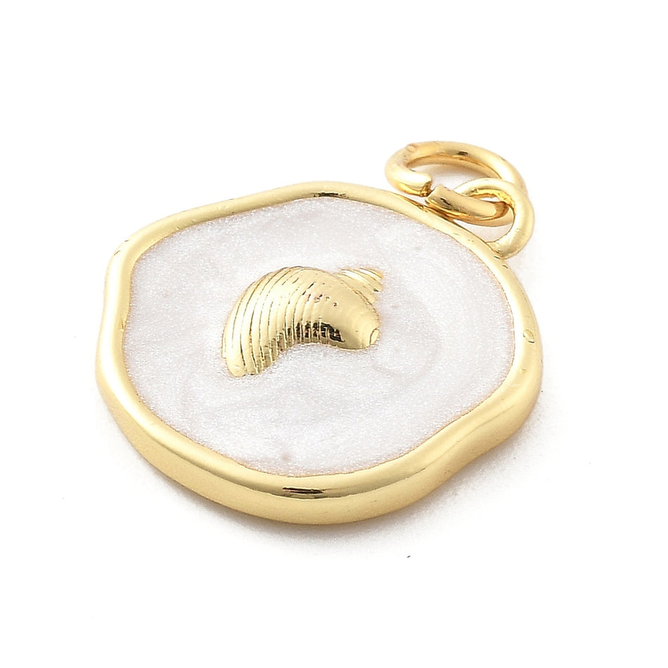 18k Gold-Plated Conch Shell Pendant 18mm, 2pc