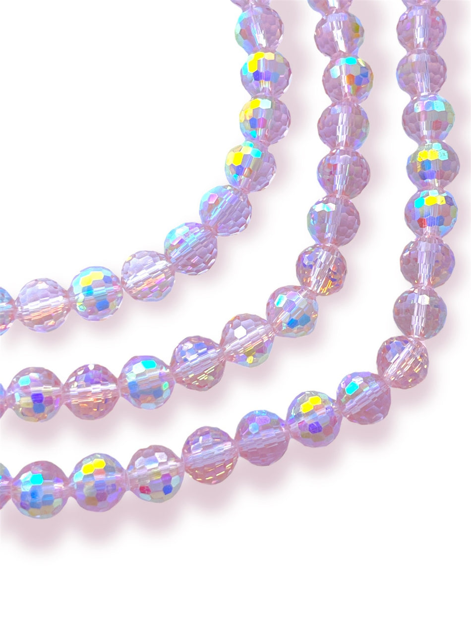 Tornasol Faceted Round Crystal Strand, 8mm