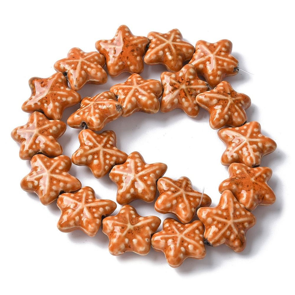 Starfish Ceramic Bead Strand, 19mm