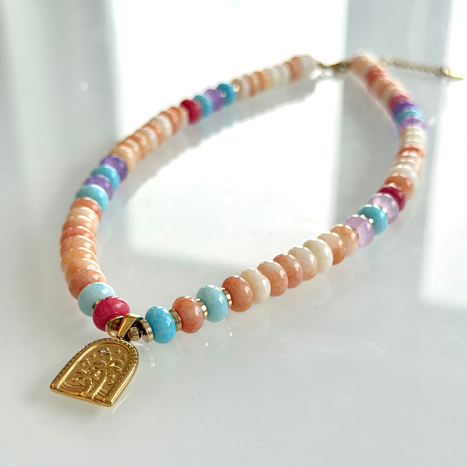 Minimalist Rondelle Necklace featuring a Stainless Steel Pendant, 19inch