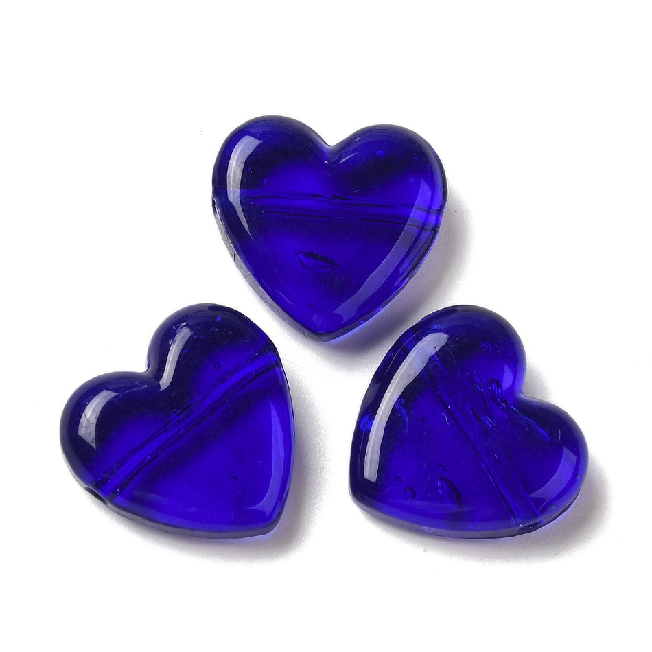 Lampwork Heart Bead 20mm, 2pcs