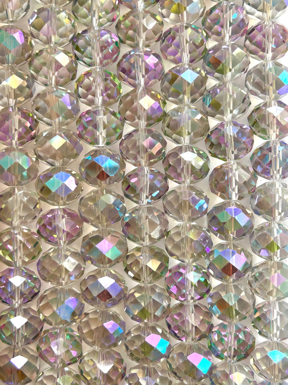 Faceted Rondelle Crystal Bead Strand, 16mm