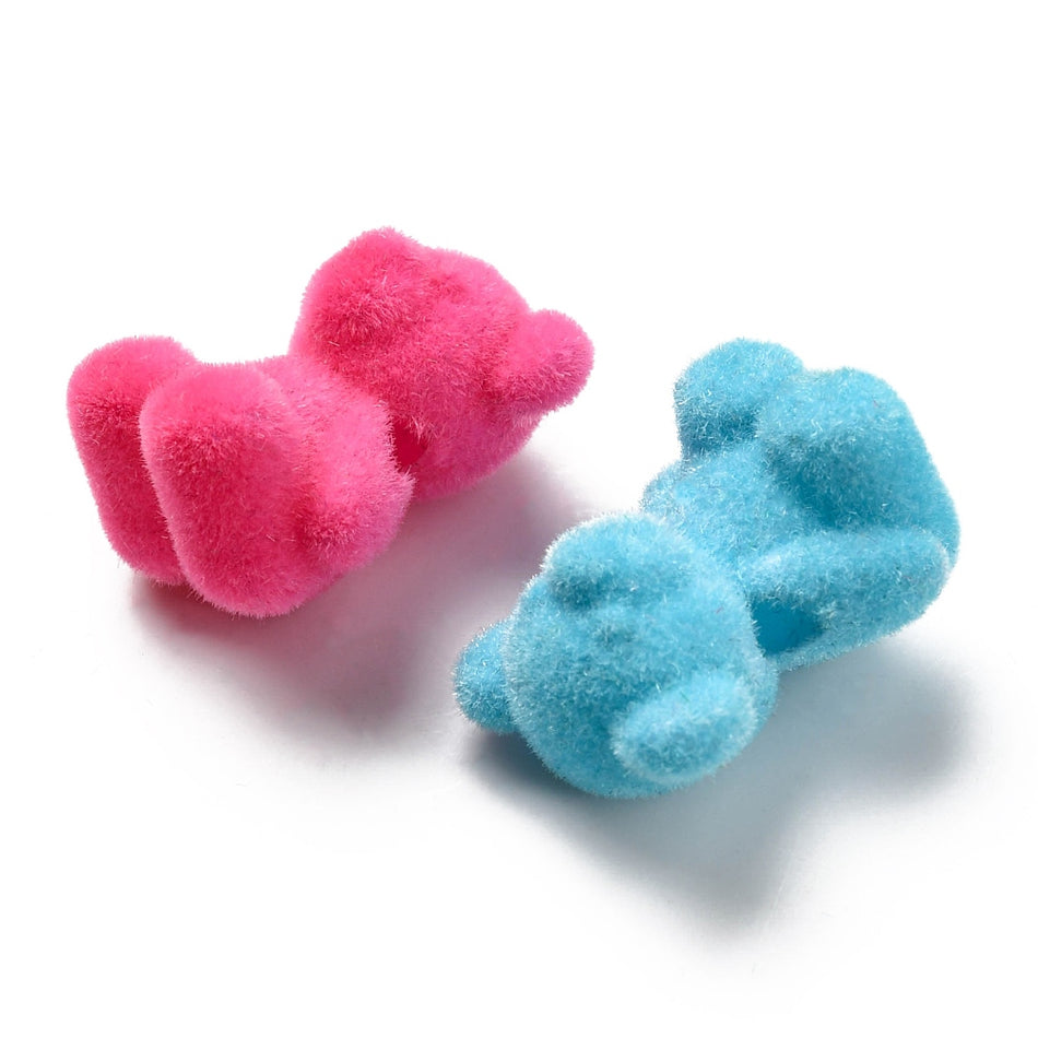Velvet Mixed Color Bear Beads 19mm, 5pcs