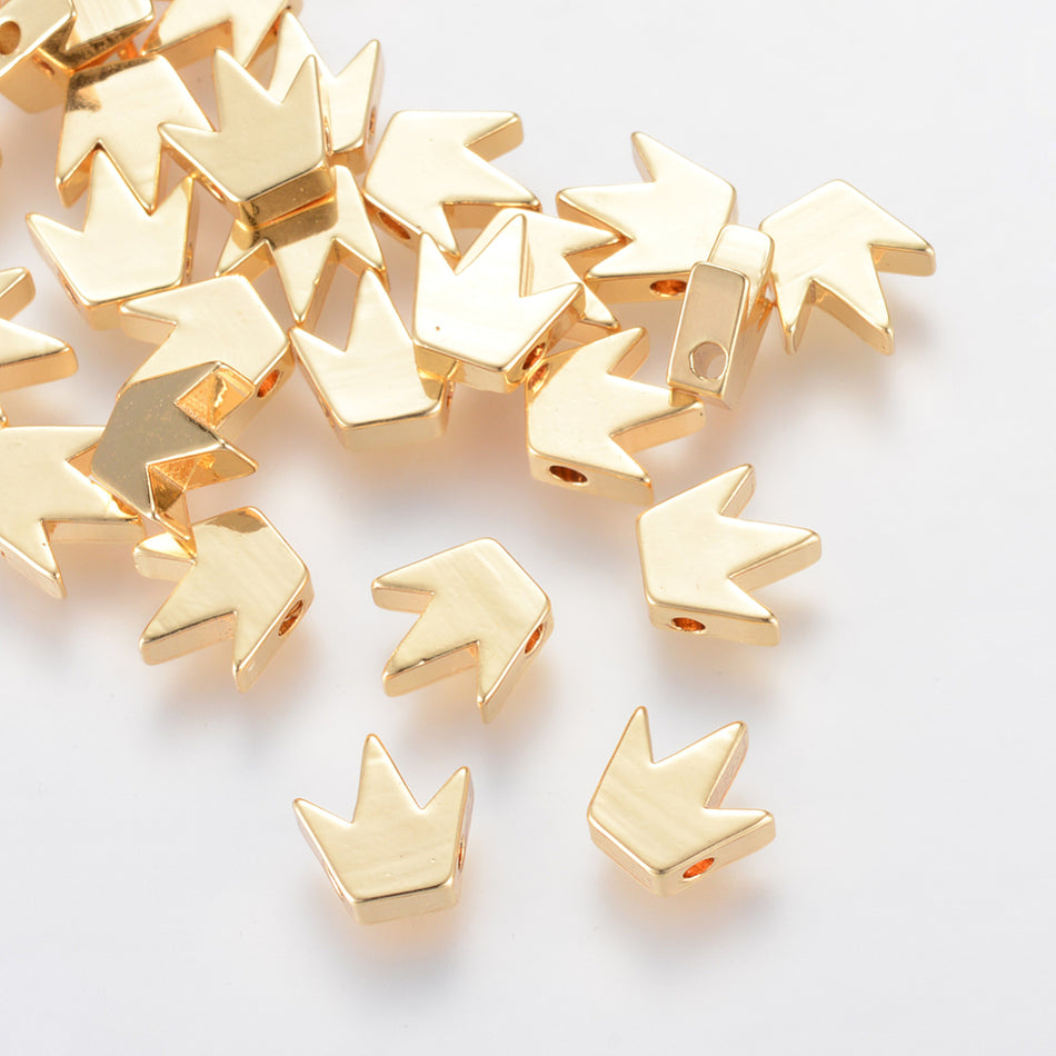 18k Gold-Plated Crown Beads 8mm, 5pcs