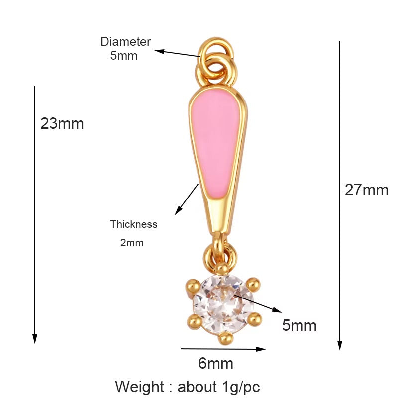 18k Gold Pink Pendant with Zirconia 27mm, 1pc