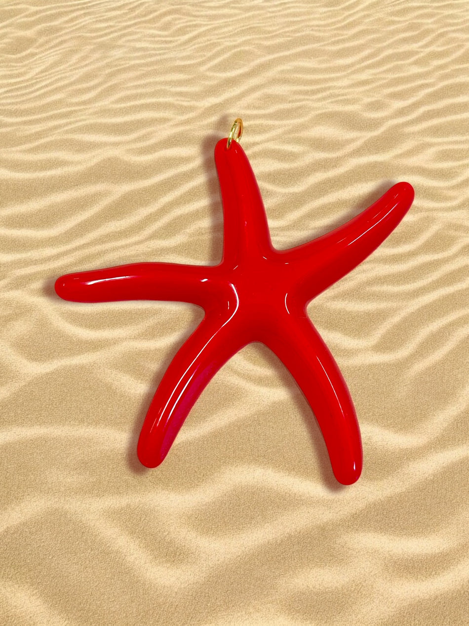 Red Starfish Pendant 3 1/2inch, 1pc