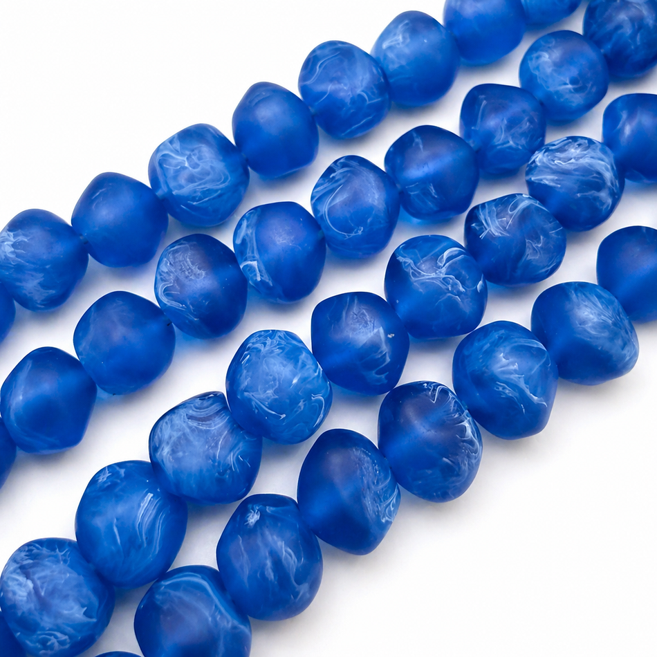 Round Resin Bead Translucent Clouded 16mm Strand