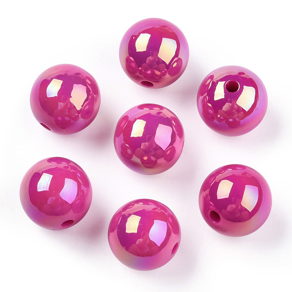 Iridescent Round Acrylic Beads 15mm, 10pcs