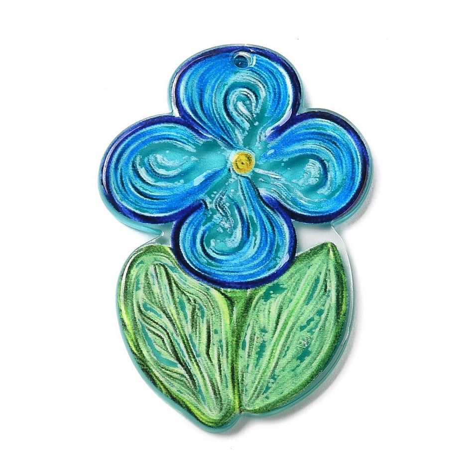 Flower Acrylic Pendant 31mm, 2pcs