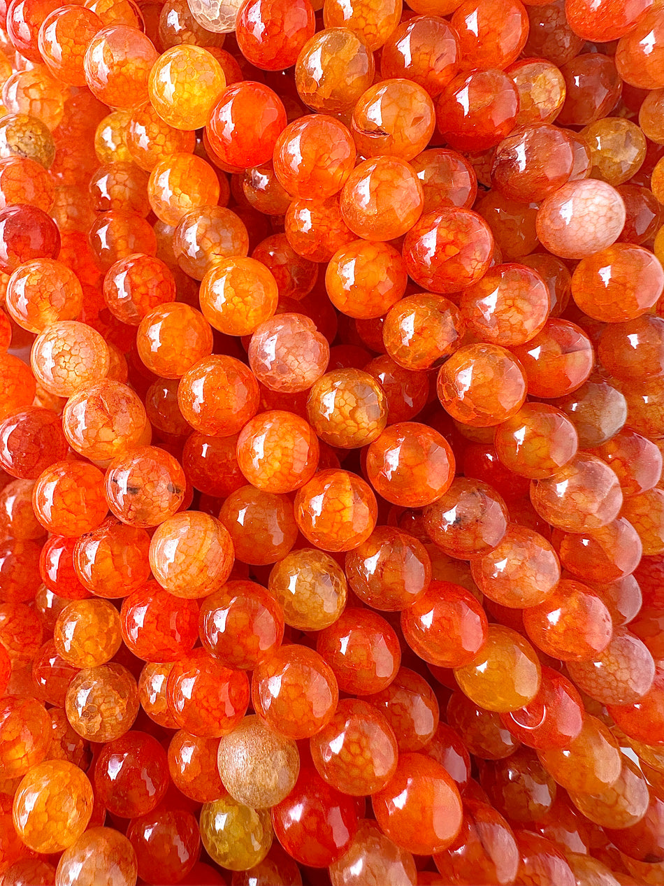 Round Orange Agate Strand, 8mm