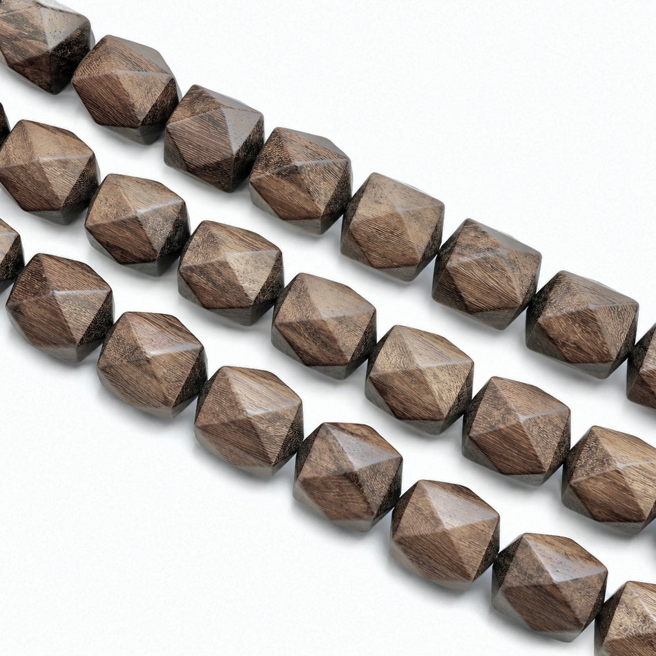 Light Brown Cubed Wood Bead Strand