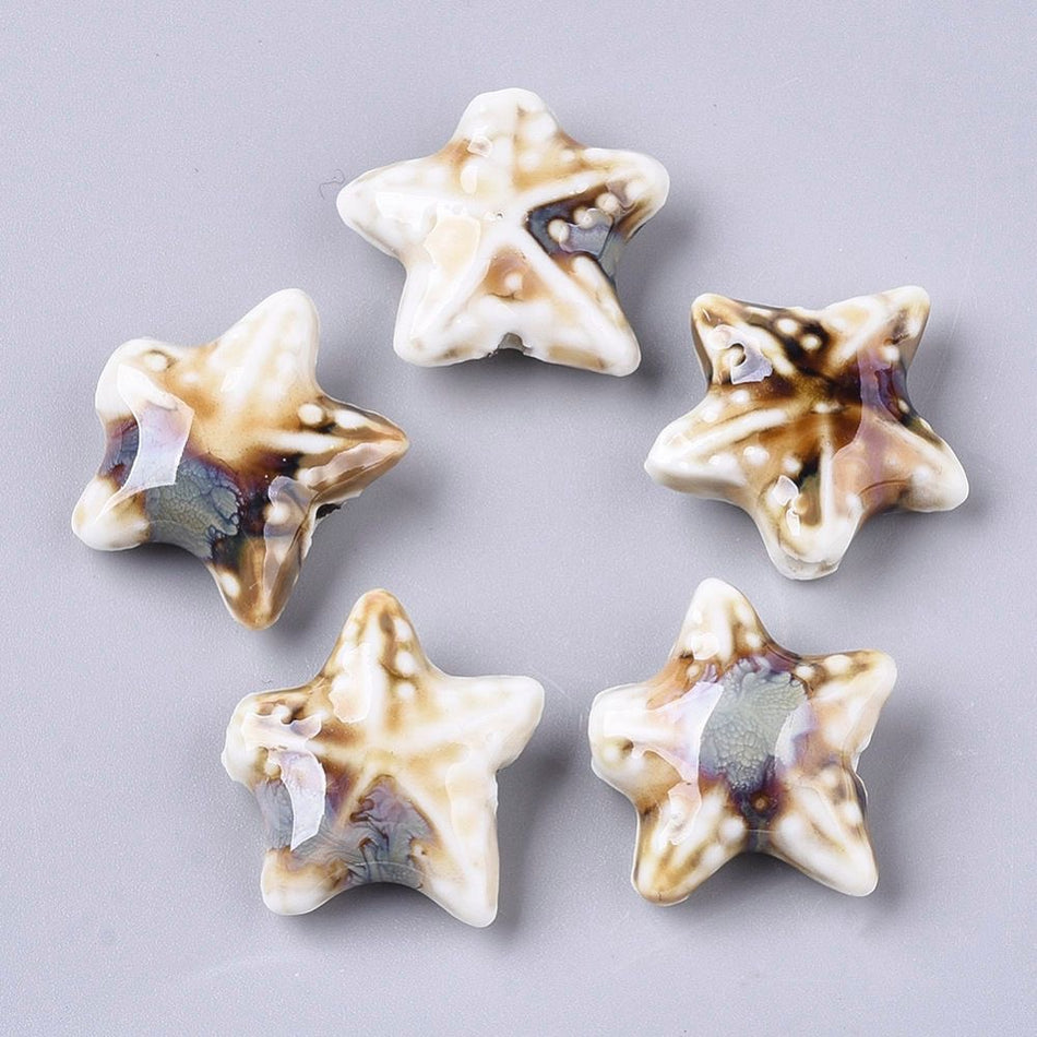 Ceramic Star Bead 19mm, 4pcs