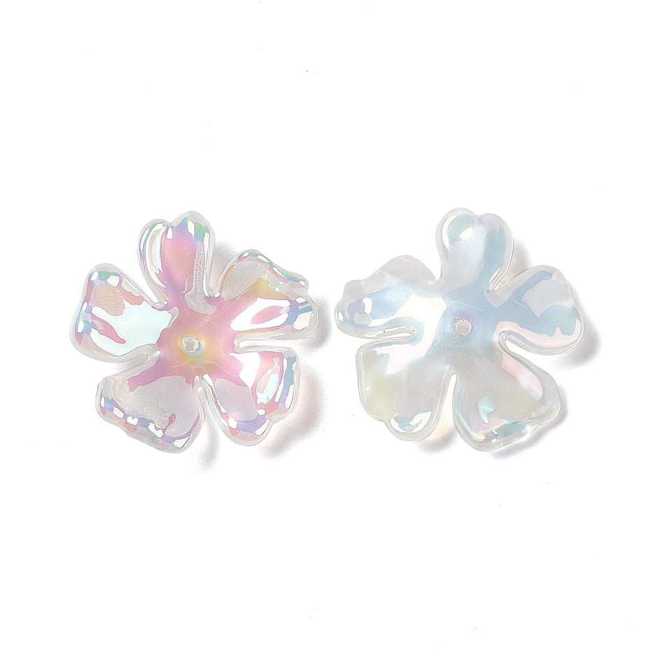 White AB Acrylic Flower 31mm, 8pcs