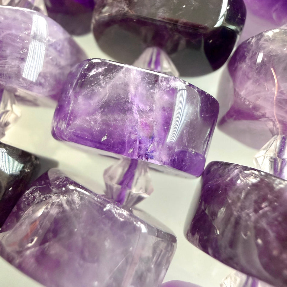 Amethyst Large Slice Bead 16mm Strand