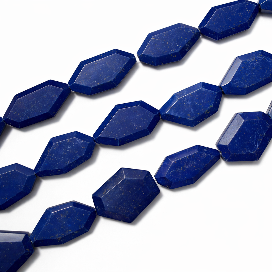 Faceted Blue Gemstone Bead 34mm Strand