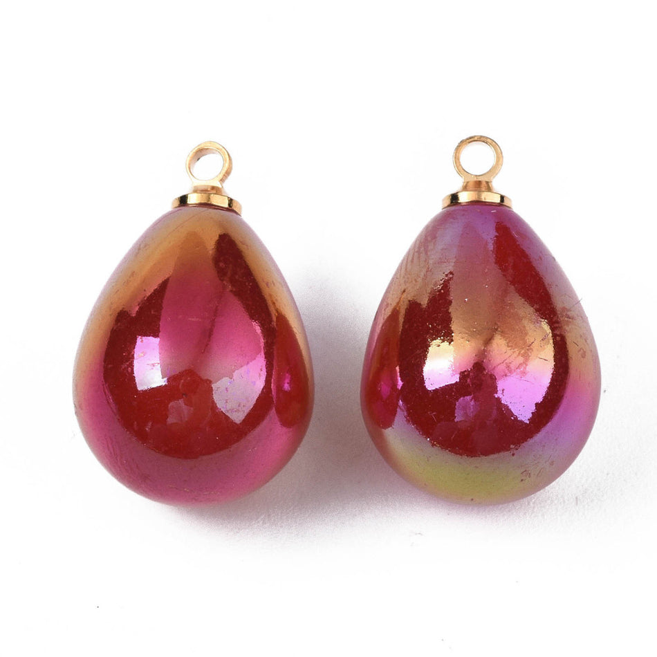 Firebrick Acrylic Teardrop Pendant 20mm, 10pcs