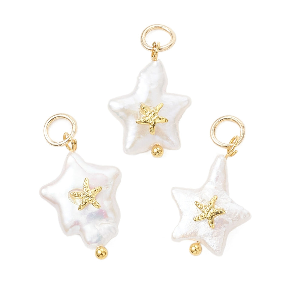 Natural Baroque Pearl Star Pendant 8mm, 1pc
