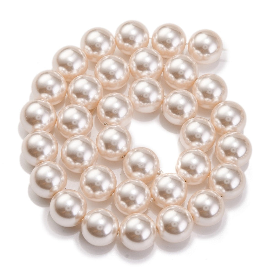 Round Glass Rose Pearl 12mm, 1 Strand