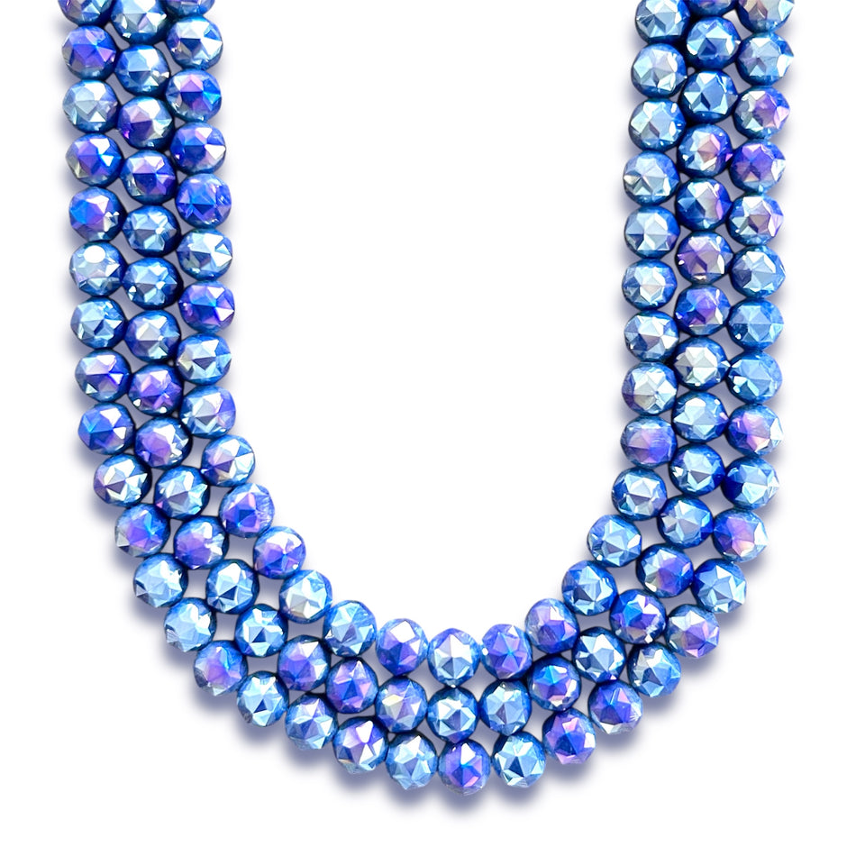 Faceted Round Bead Crystal Strand, 8mm