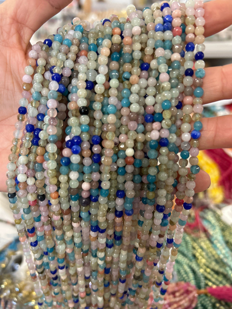 Faceted Round Bead Jade Strand, 4mm