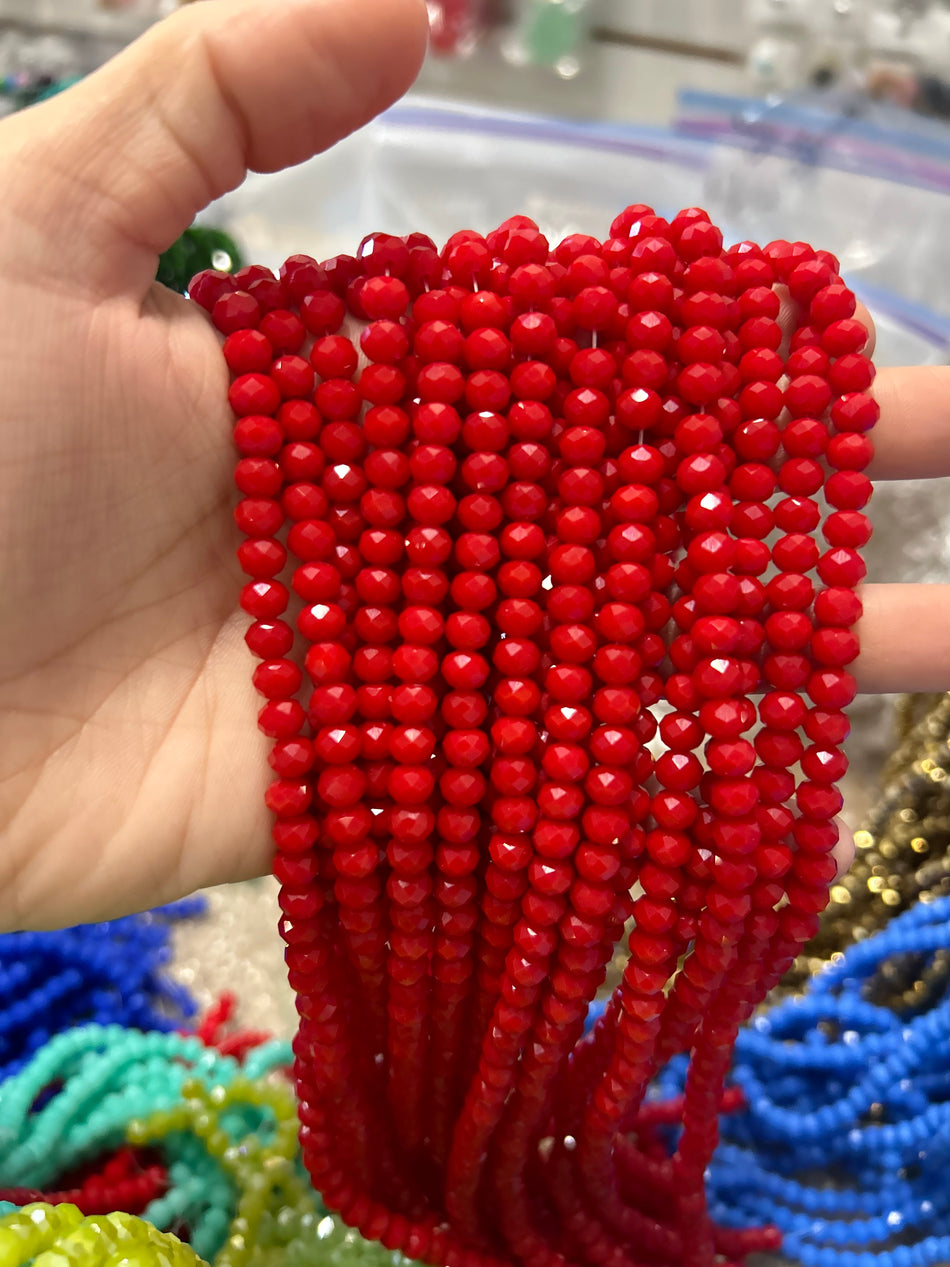 Faceted Crystal Rondelle Bead Strand, 6mm