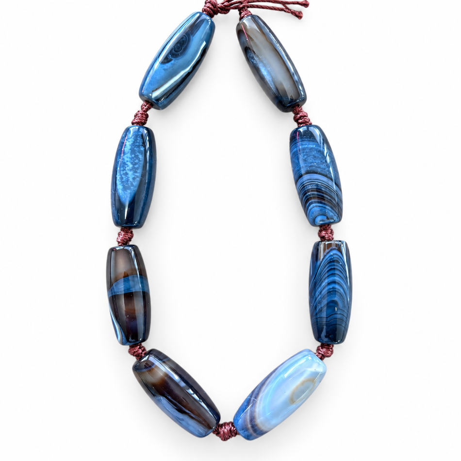 Natural Agate Tube Strand | Bead Size 28mm