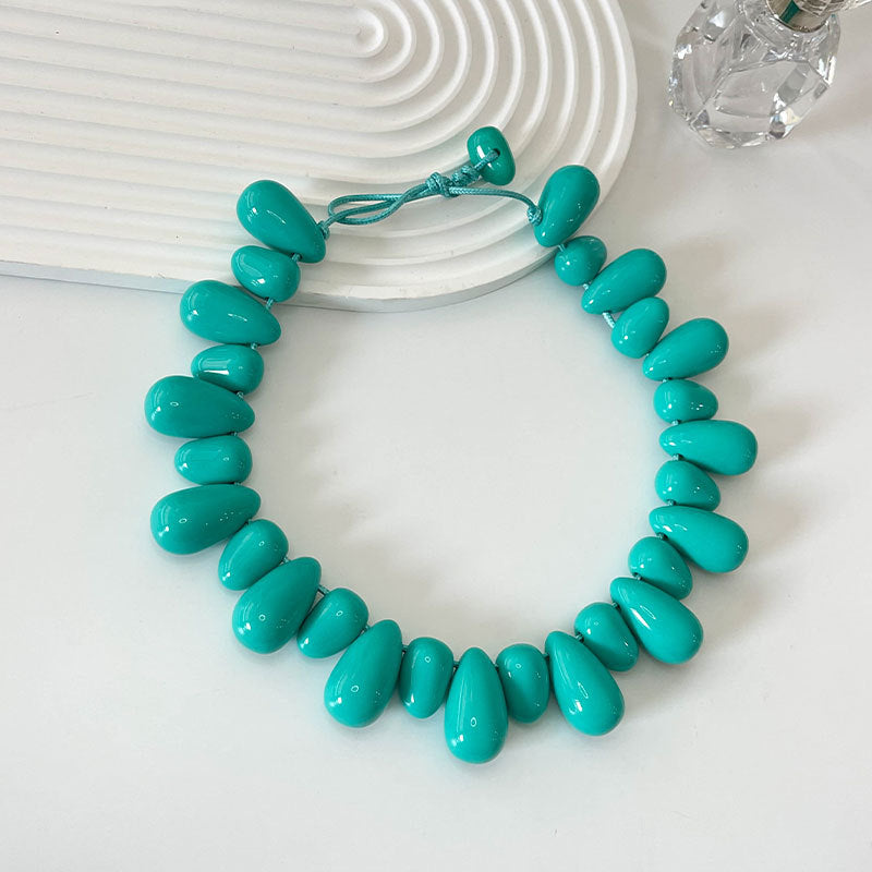 Resin Teardrop Bead Necklace, 20 inch