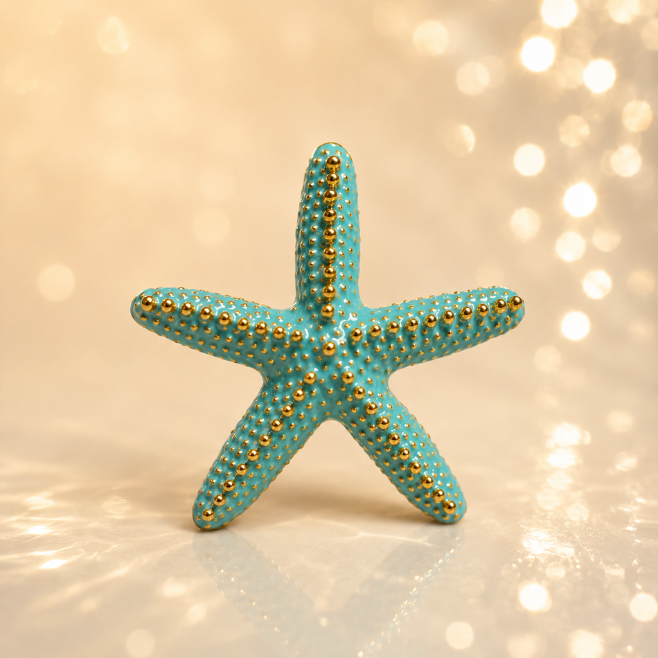 Enameled Starfish Pendant, 58mm 1pc