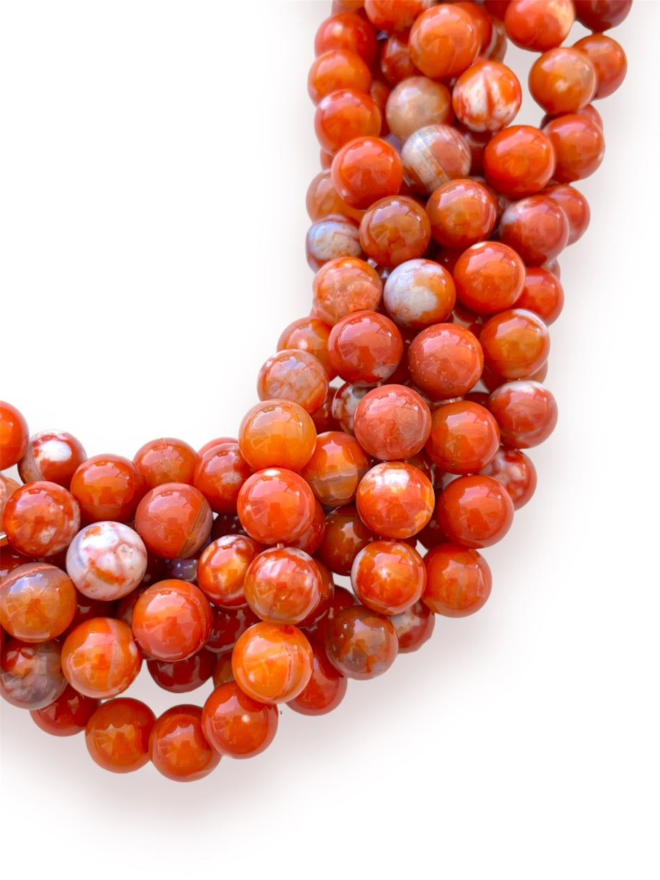 Orange Round Gemstone Strand, 8mm