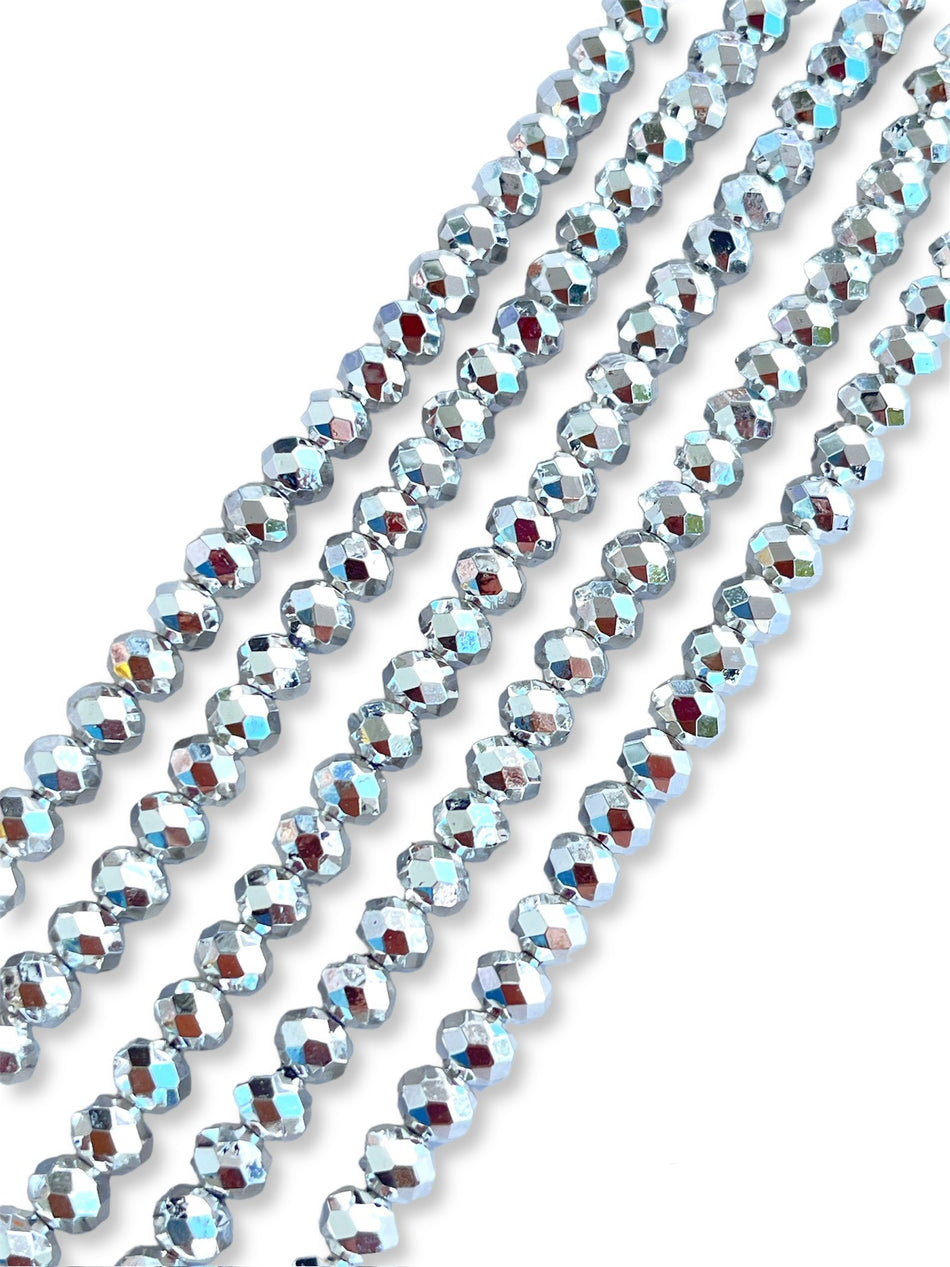 Silver Rondelle Crystal Strand