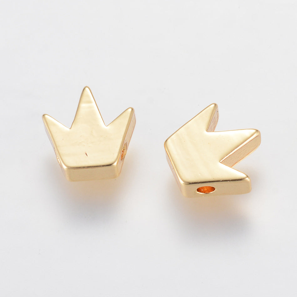 18k Gold-Plated Crown Beads 8mm, 5pcs