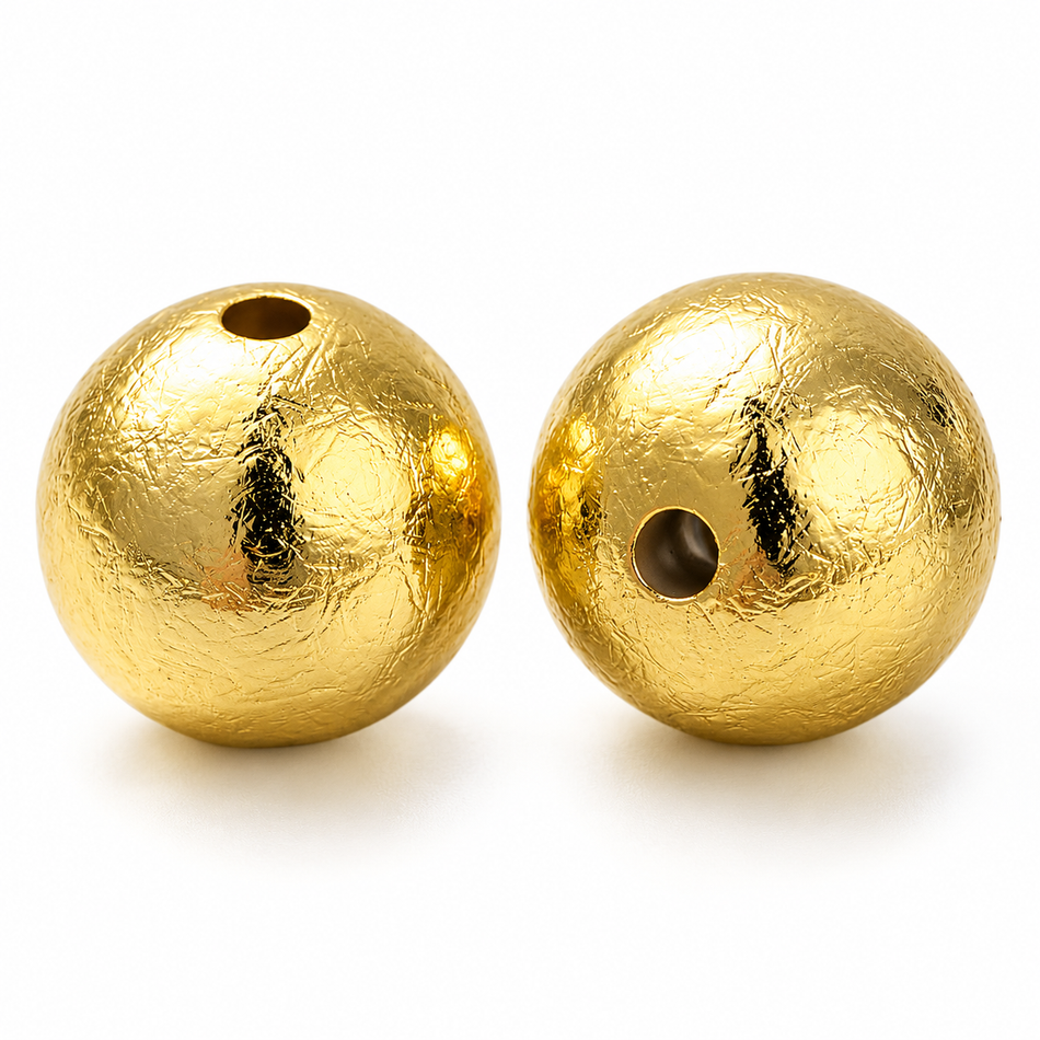 Acrylic Beads, Texture, Round Gold, Size 8mm diameter, Hole 1.4mm Package of 10