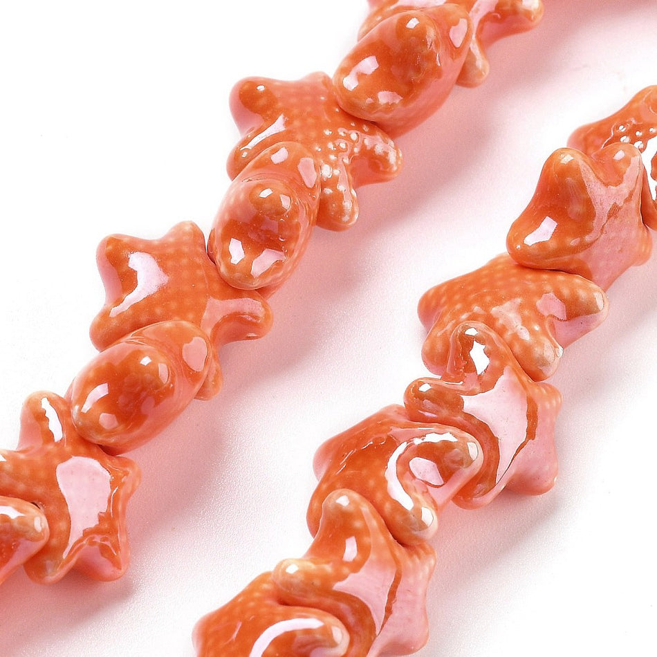 Porcelain Starfish Ceramic Bead Strand 12mm