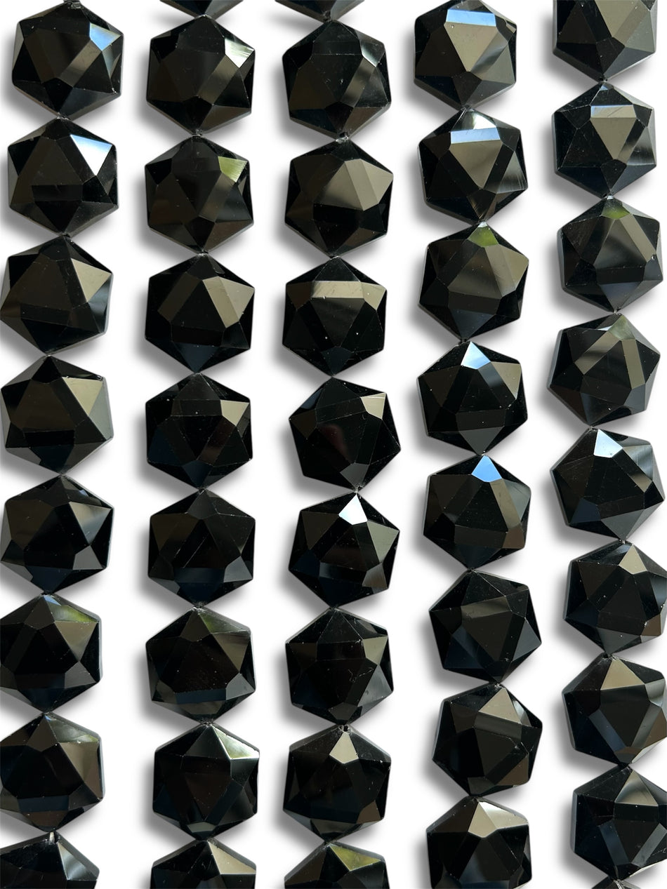 Faceted Hexagon Crystal Bead Strand, 26mm