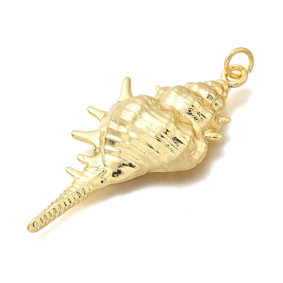 18k Plated Conch Shell Pendant 40mm, 1pc